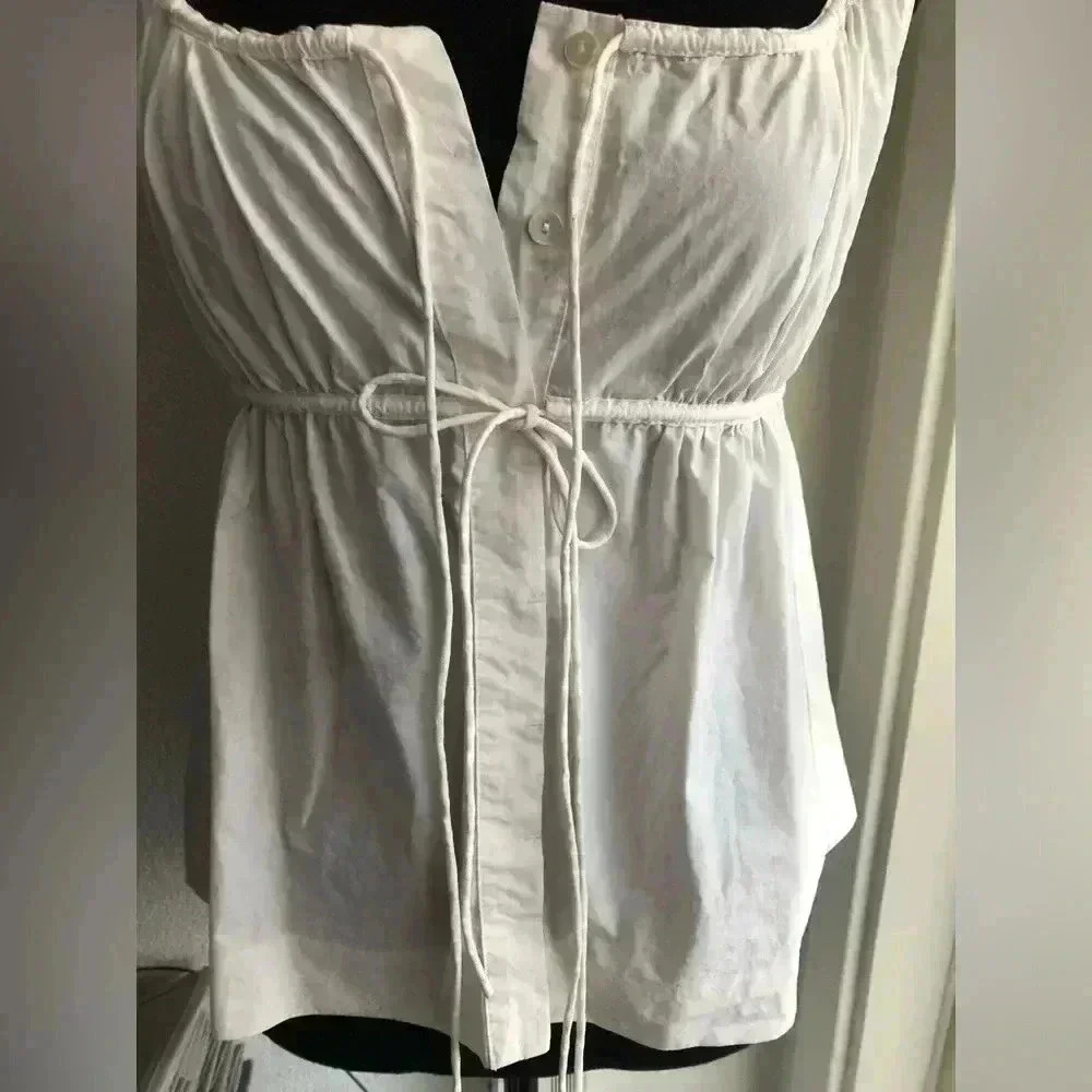 Rebecca Taylor Tie-Front Button-Down Baby Doll Tank Top - Picture 5 of 15